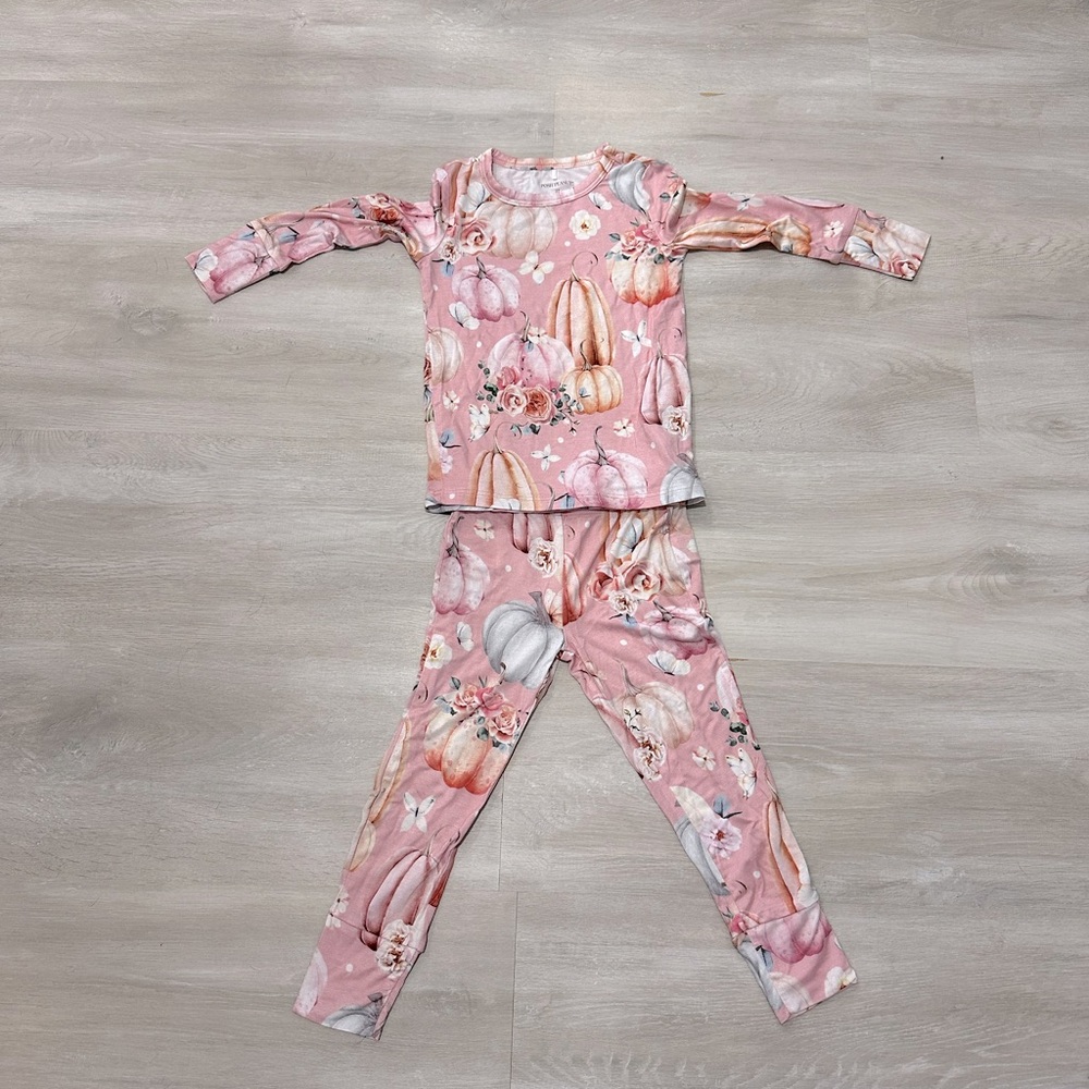 Posh Peanut pink pumpkin pj set